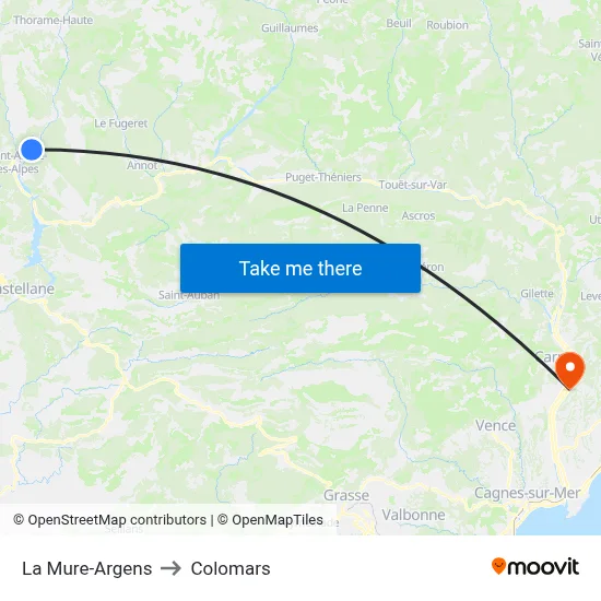 La Mure-Argens to Colomars map