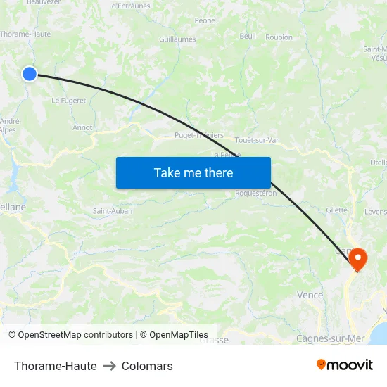 Thorame-Haute to Colomars map