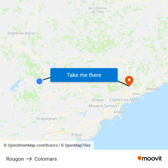 Rougon to Colomars map