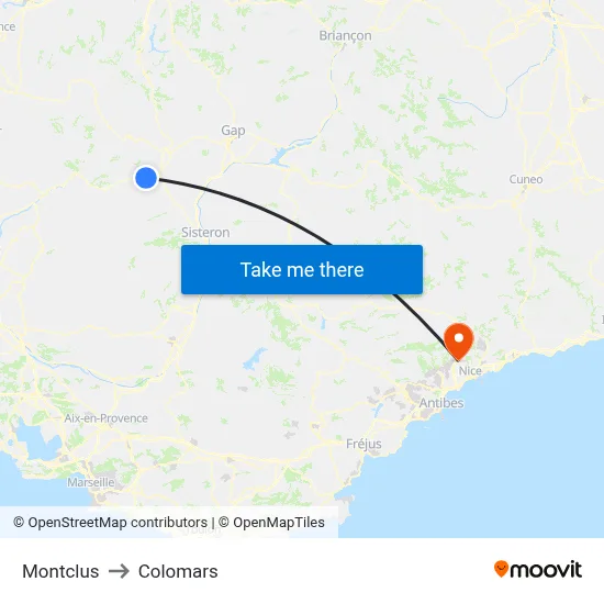Montclus to Colomars map