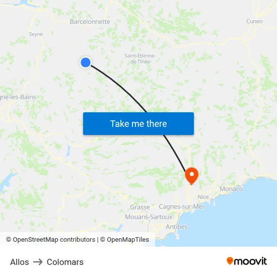 Allos to Colomars map