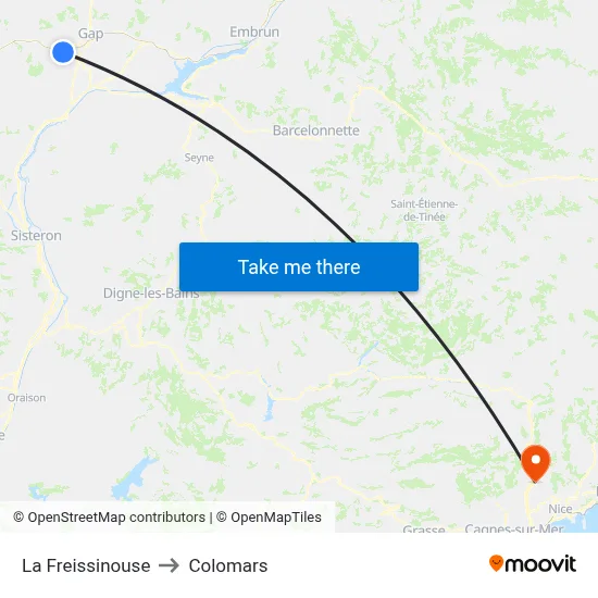 La Freissinouse to Colomars map