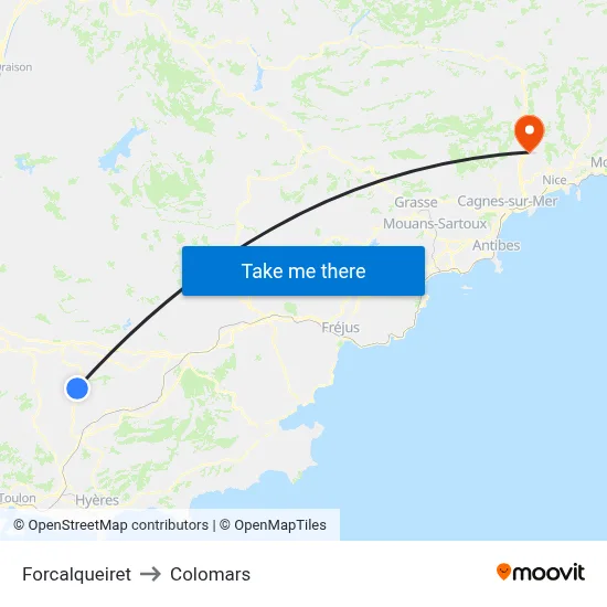 Forcalqueiret to Colomars map