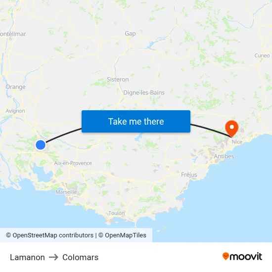 Lamanon to Colomars map