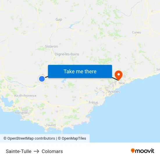 Sainte-Tulle to Colomars map