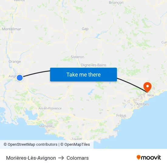 Morières-Lès-Avignon to Colomars map