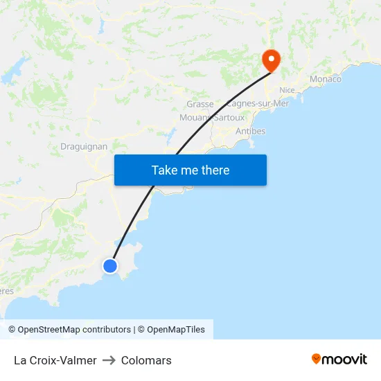 La Croix-Valmer to Colomars map