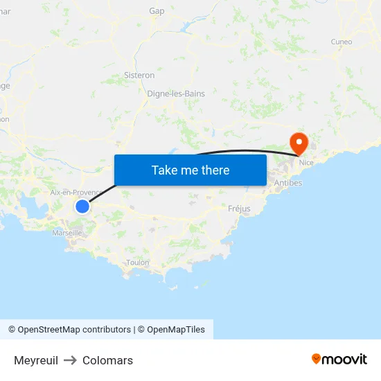 Meyreuil to Colomars map