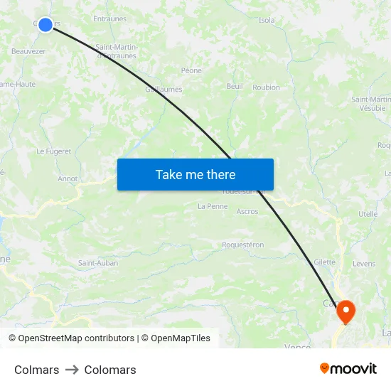 Colmars to Colomars map