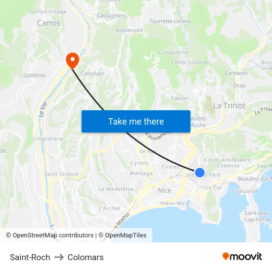 Saint-Roch to Colomars map