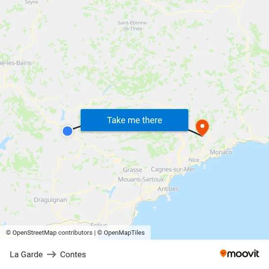 La Garde to Contes map