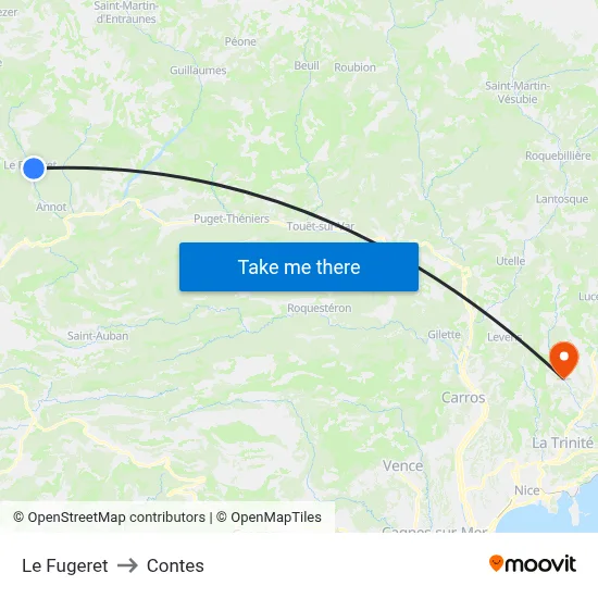 Le Fugeret to Contes map