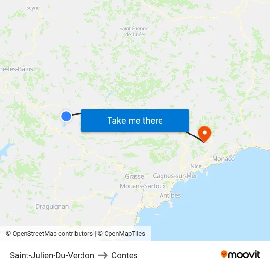 Saint-Julien-Du-Verdon to Contes map