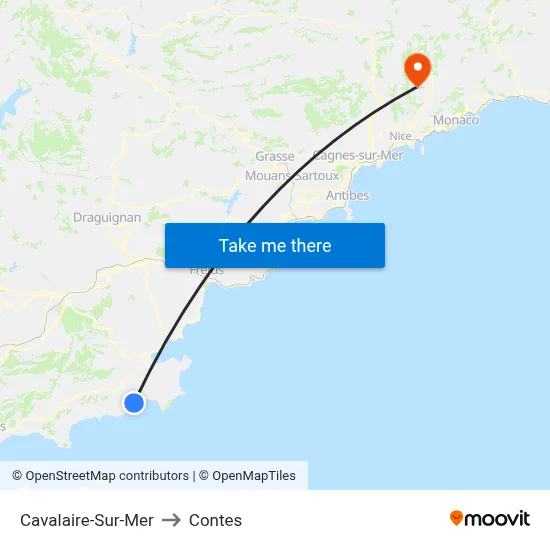 Cavalaire-Sur-Mer to Contes map