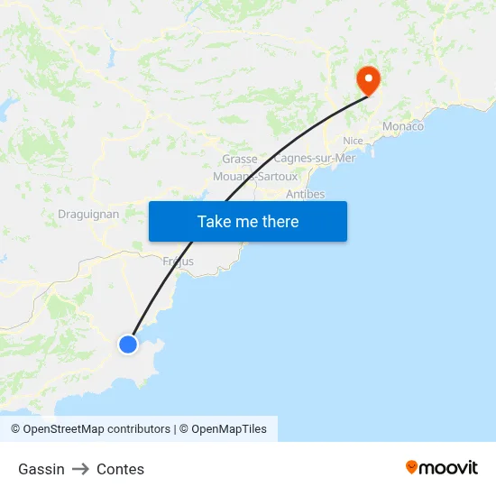Gassin to Contes map