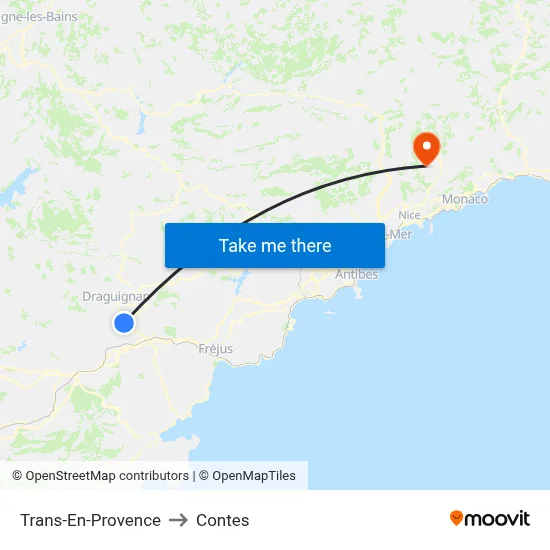 Trans-En-Provence to Contes map