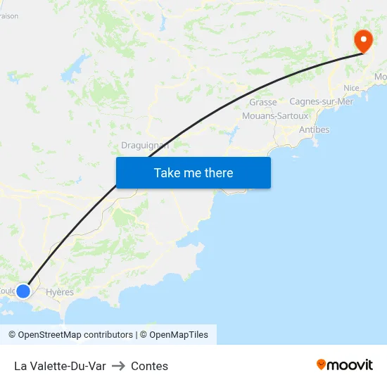 La Valette-Du-Var to Contes map