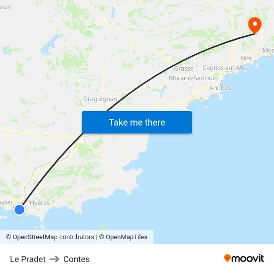 Le Pradet to Contes map