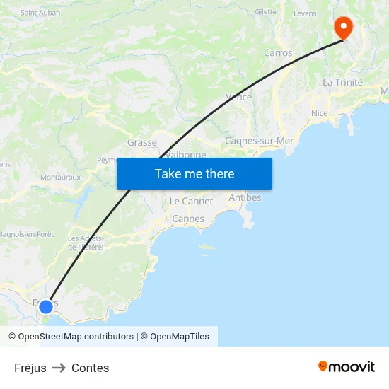 Fréjus to Contes map