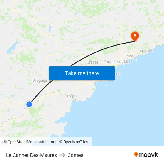 Le Cannet-Des-Maures to Contes map