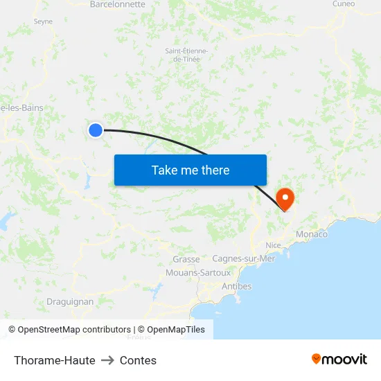 Thorame-Haute to Contes map