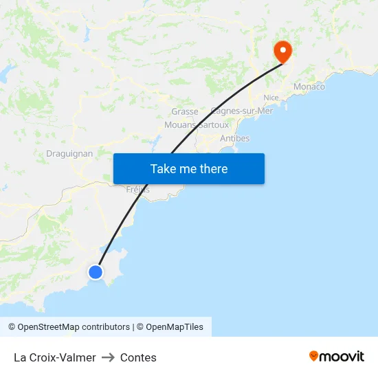 La Croix-Valmer to Contes map