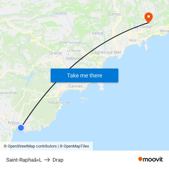 Saint-Raphaã«L to Drap map