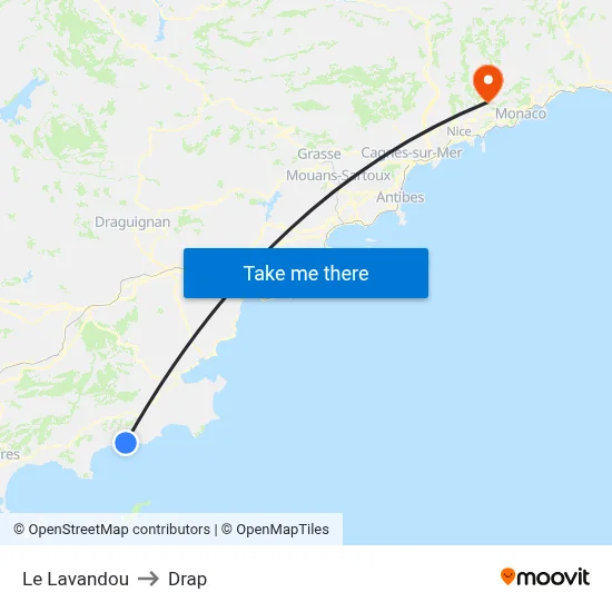 Le Lavandou to Drap map