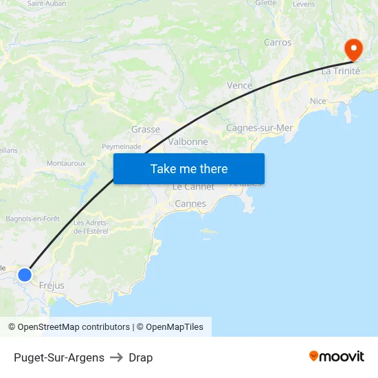 Puget-Sur-Argens to Drap map