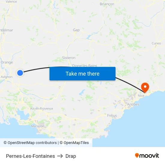 Pernes-Les-Fontaines to Drap map