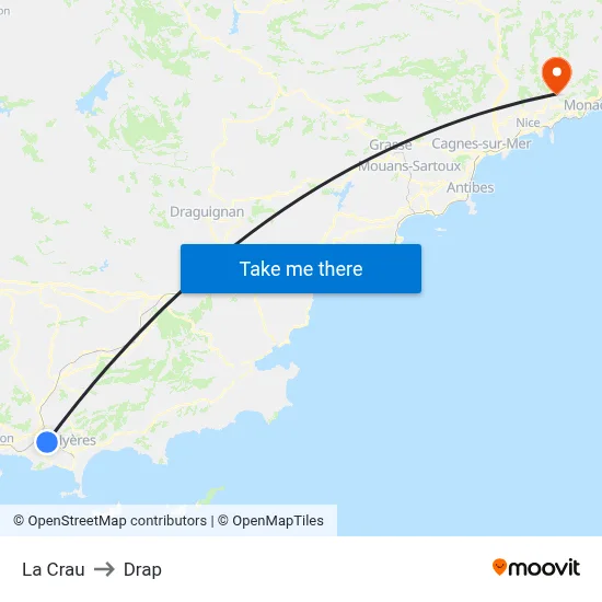 La Crau to Drap map