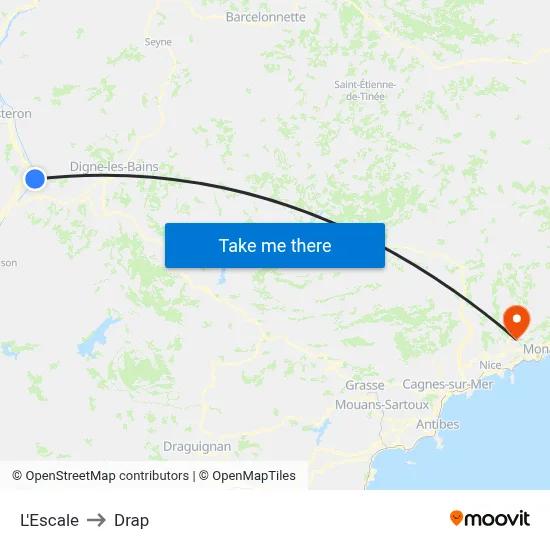 L'Escale to Drap map