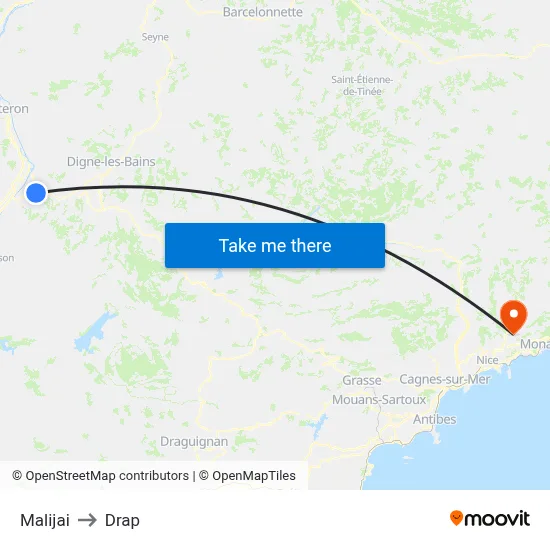 Malijai to Drap map