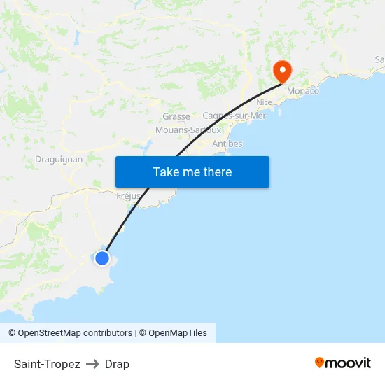 Saint-Tropez to Drap map