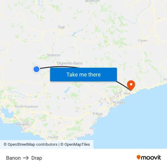 Banon to Drap map