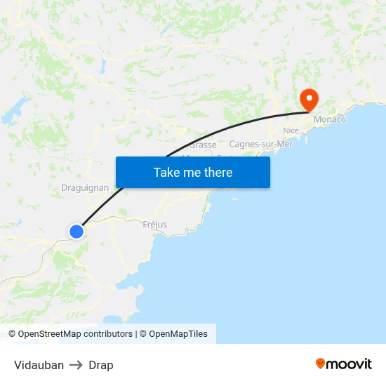 Vidauban to Drap map