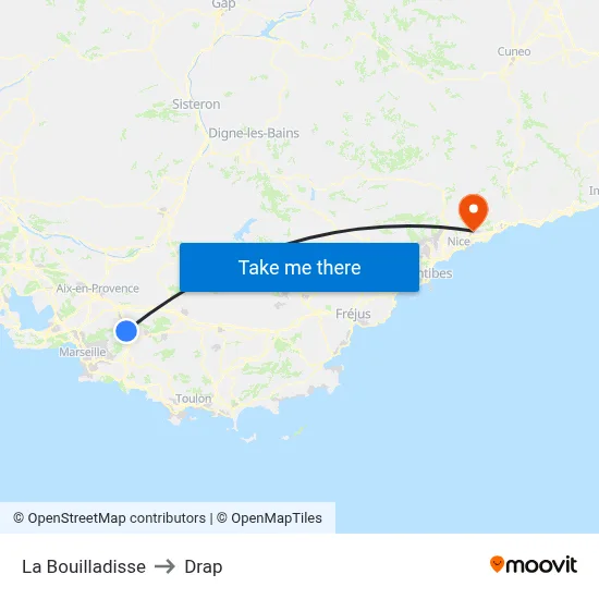 La Bouilladisse to Drap map