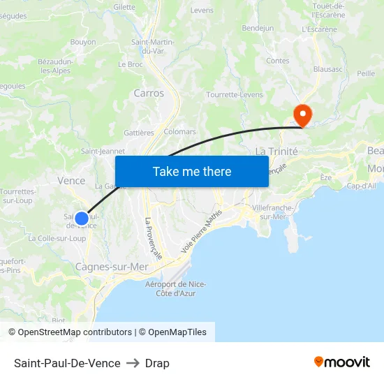 Saint-Paul-De-Vence to Drap map