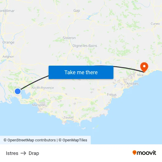 Istres to Drap map