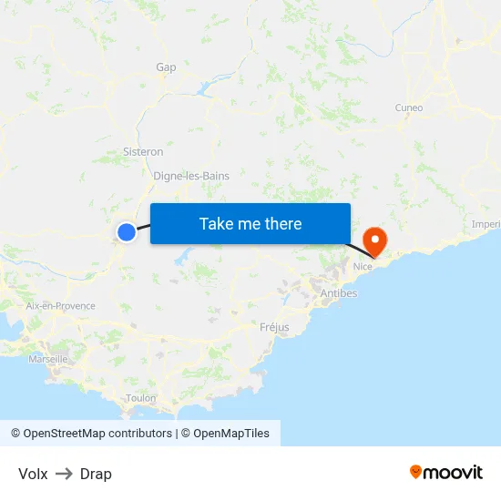 Volx to Drap map