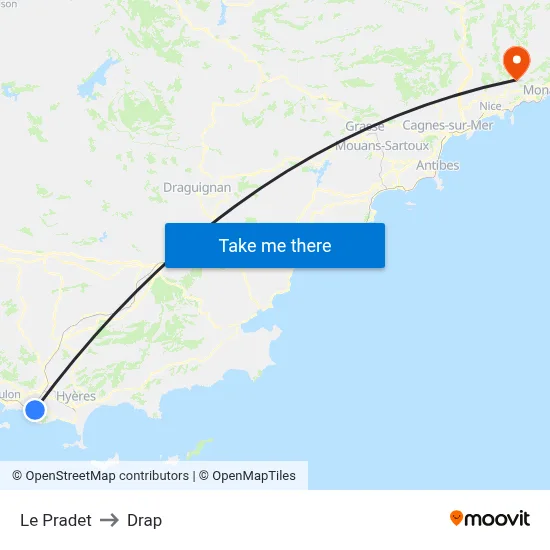 Le Pradet to Drap map