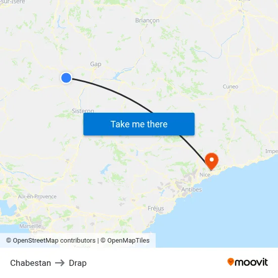 Chabestan to Drap map