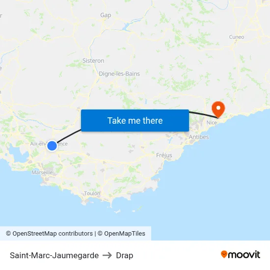Saint-Marc-Jaumegarde to Drap map