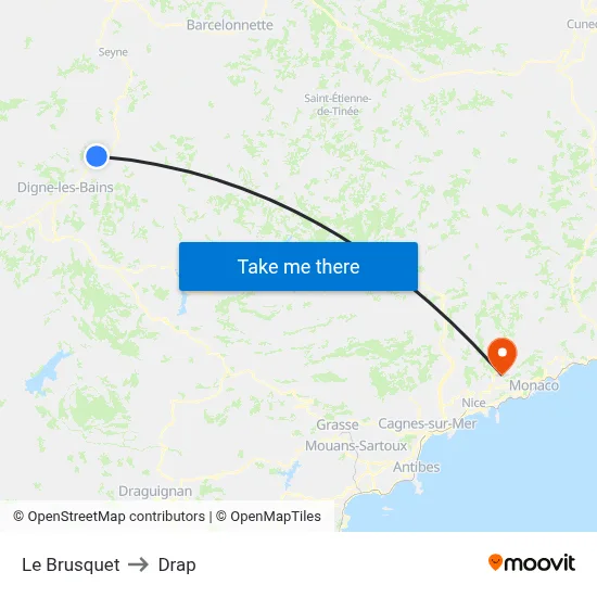 Le Brusquet to Drap map