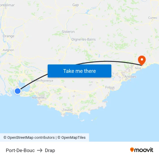 Port-De-Bouc to Drap map
