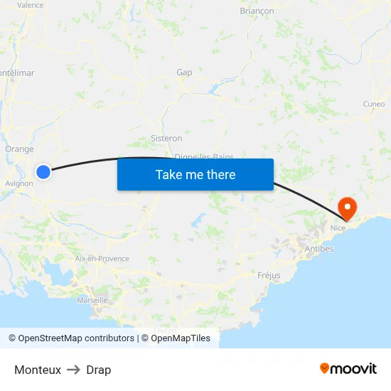 Monteux to Drap map