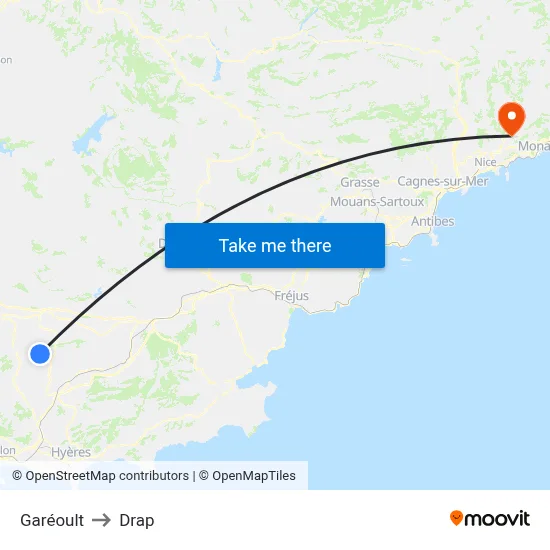 Garéoult to Drap map
