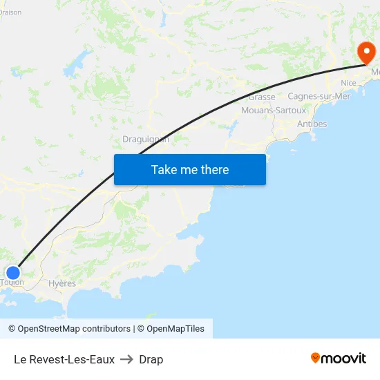 Le Revest-Les-Eaux to Drap map