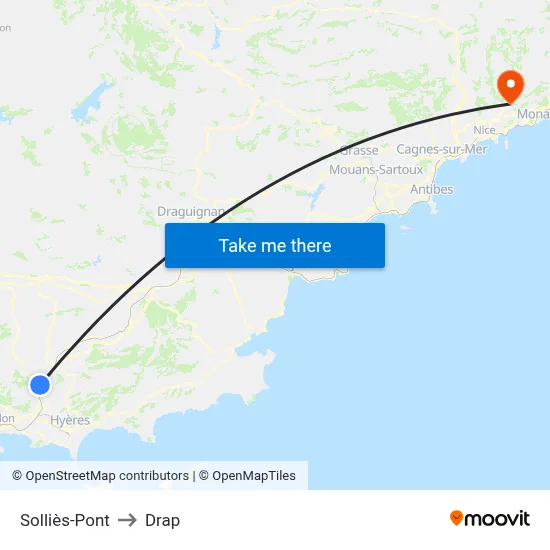 Solliès-Pont to Drap map