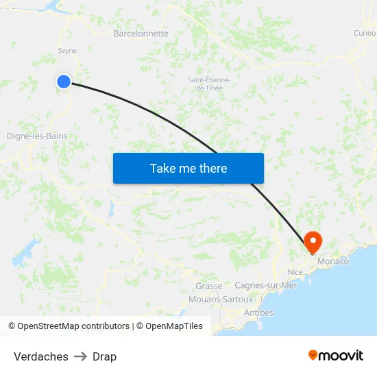 Verdaches to Drap map